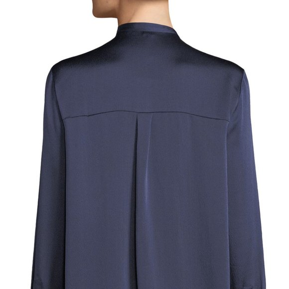 Eileen Fisher Tops - Eileen Fisher Hammered Silk Mandarin Collar Blouse